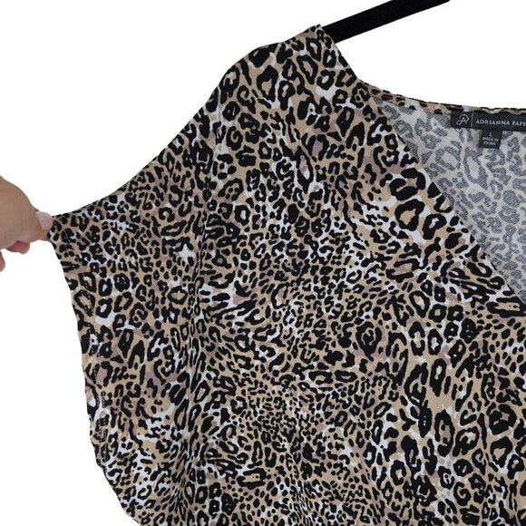 Adrianna Papell Womens Leopard Print V-Neck Blouse Size L - Picture 4 of 6